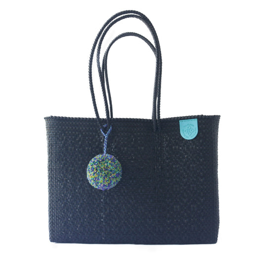 All Black Woven Super Tote