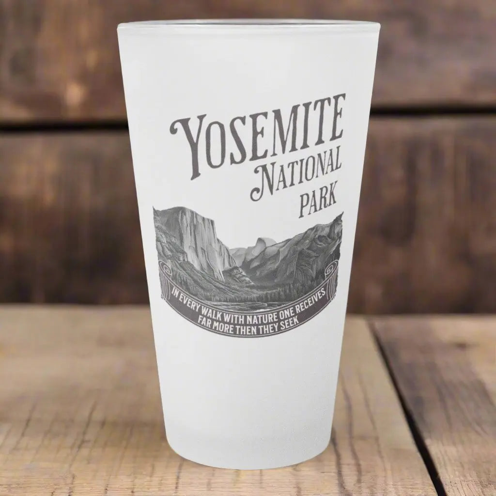 Yosemite Valley John Muir Frosted Pint Glass 16oz