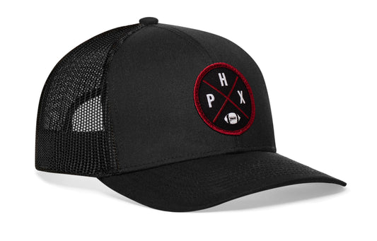 Arizona Trucker Hat  |  Black PHX X Football Snapback