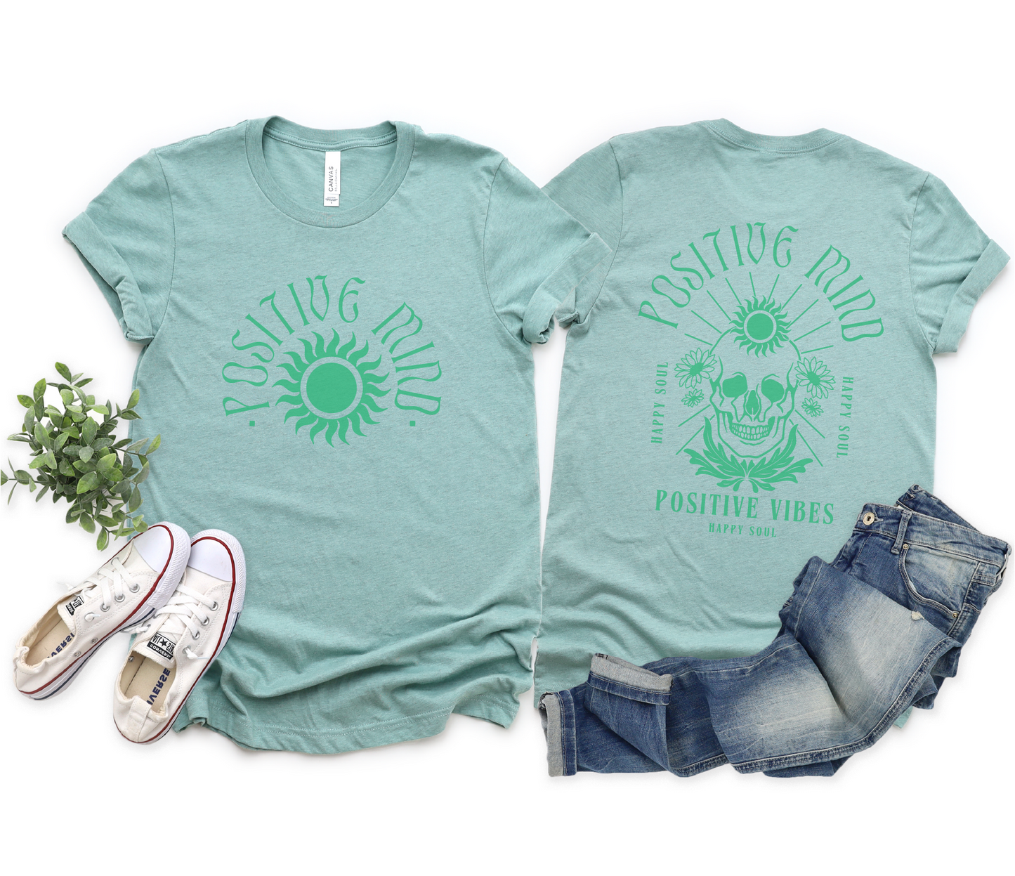 Positive Mind, Positive Vibes, Happy Soul Bella Canvas Tees