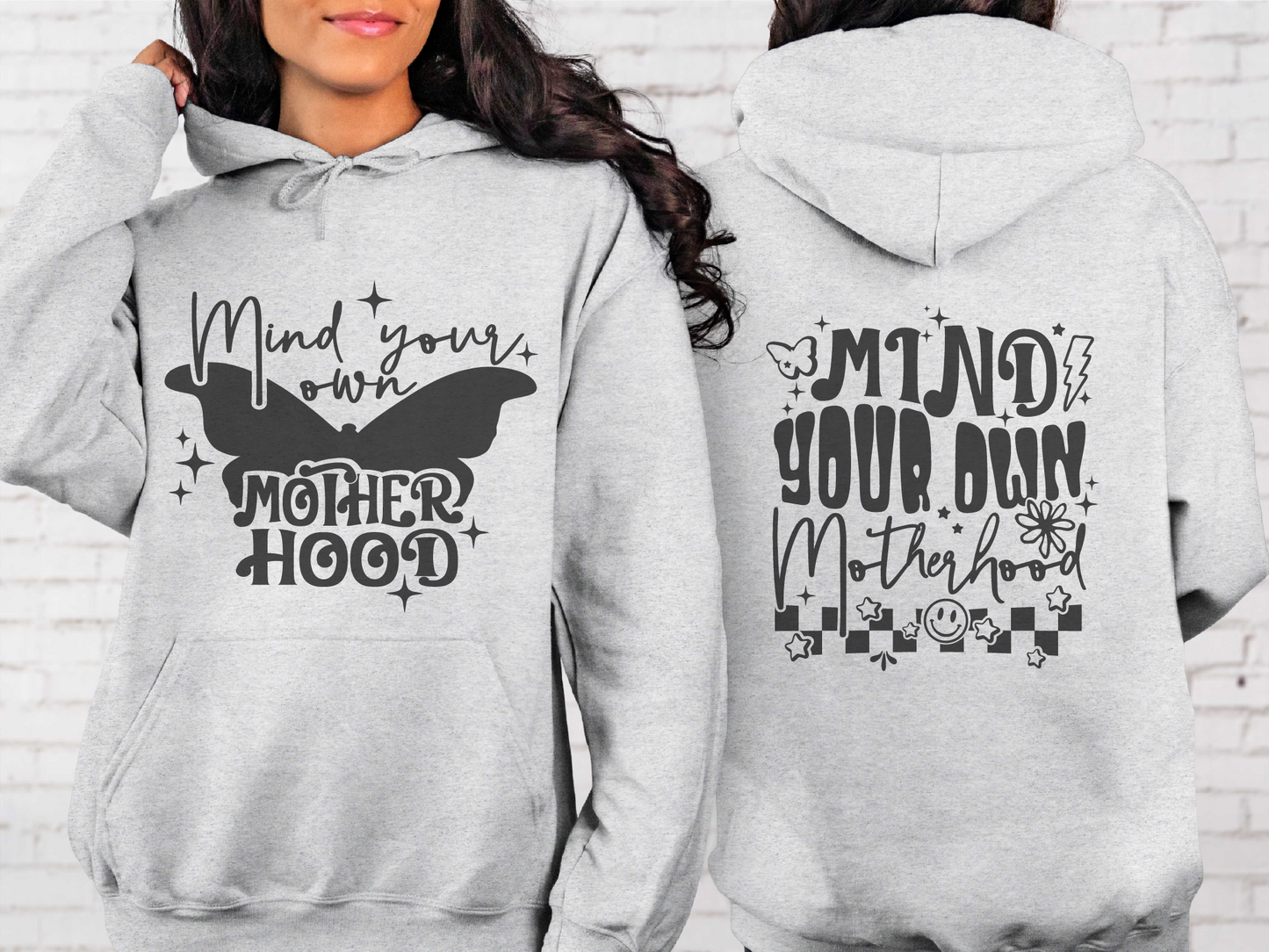 Mind Your Own Motherhood Gildan Hoodies In Ash, Sand or Military Green
