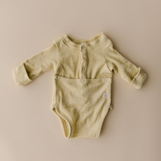 Terry Front flap Onesie | Buttercream