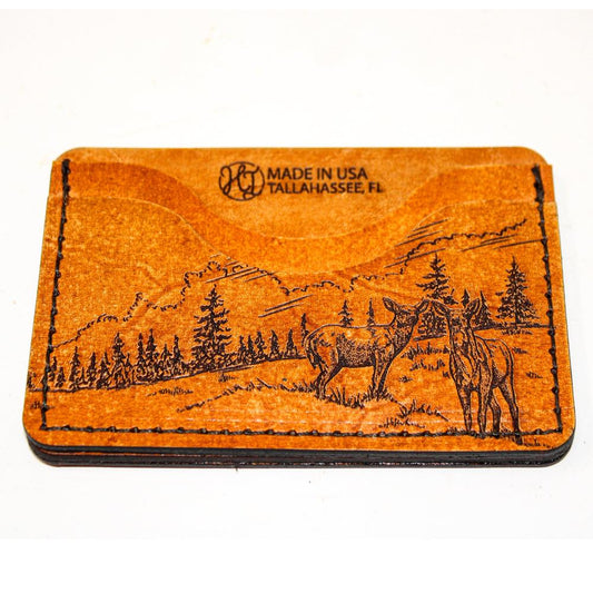 Handcrafted Whitetail Glance Leather Card Wallet - Made to Order in USA