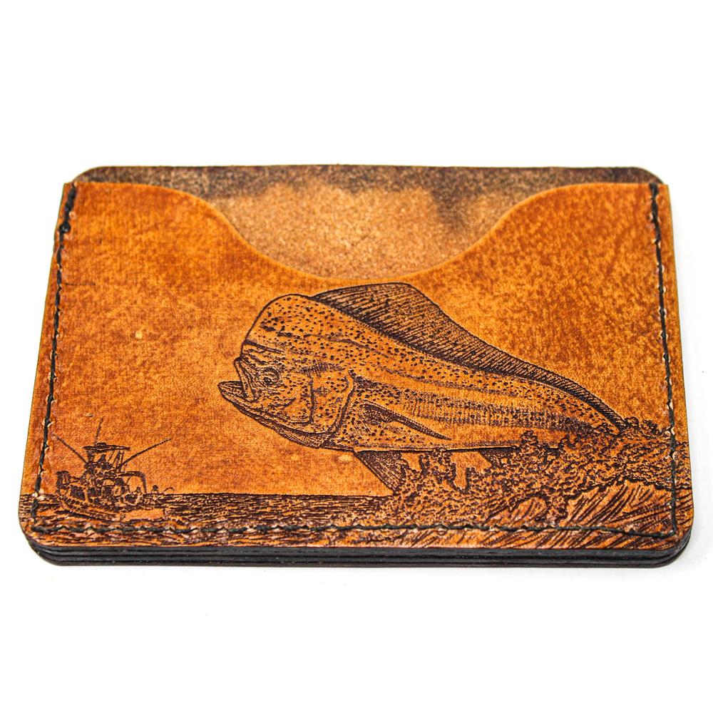 Handcrafted Mahi Story Leather Card Wallet - Made to Order in USA