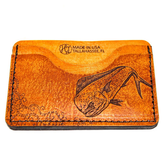 Handcrafted Mahi Story Leather Card Wallet - Made to Order in USA