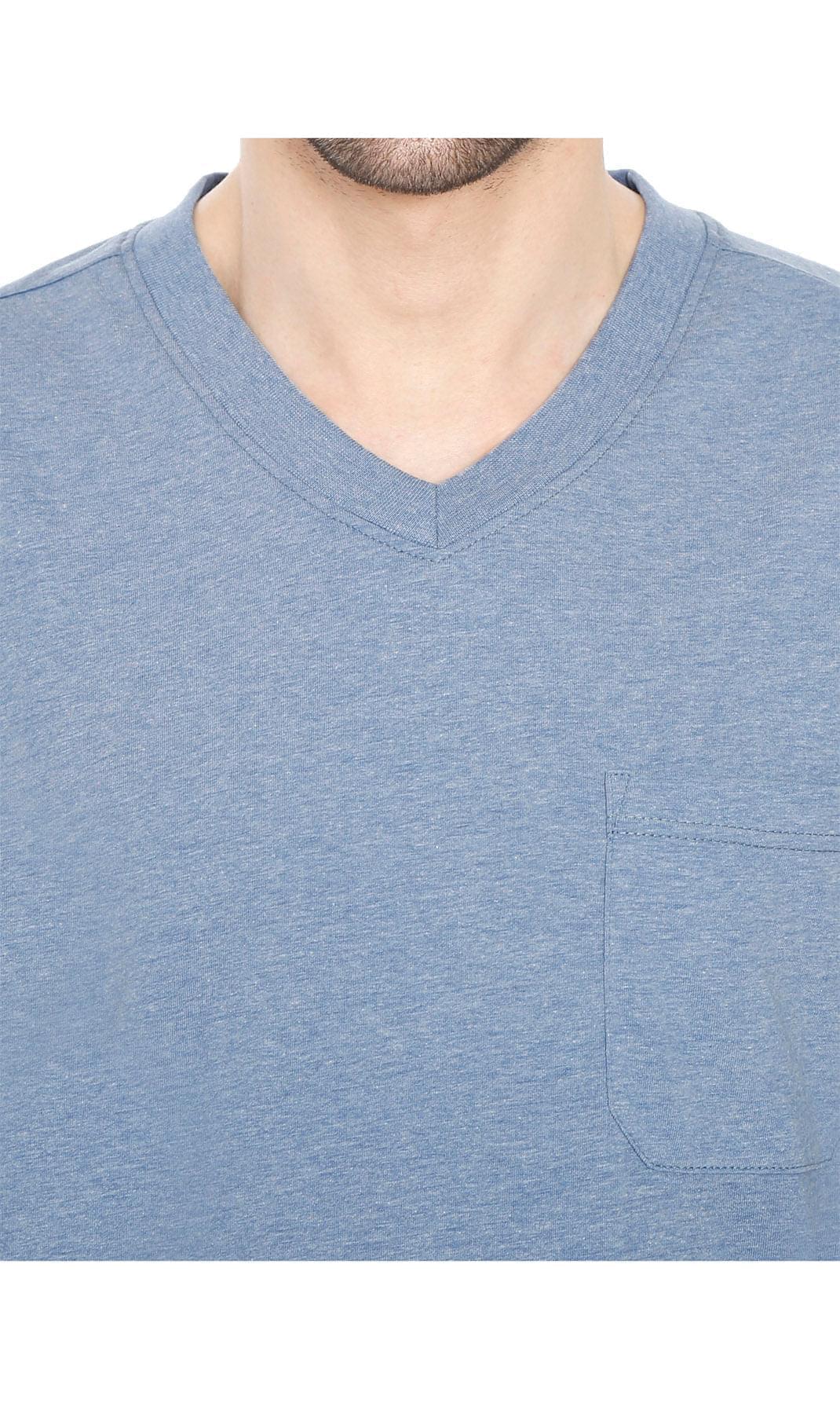 Men’s Heavyweight Short Sleeve V-Neck T-Shirt – Relaxed Fit Cotton Blend with Pocket