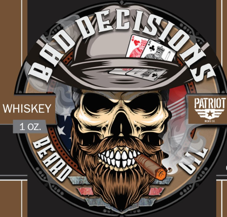 Bad Decisions 1oz Natural Beard        Oil Whiskey