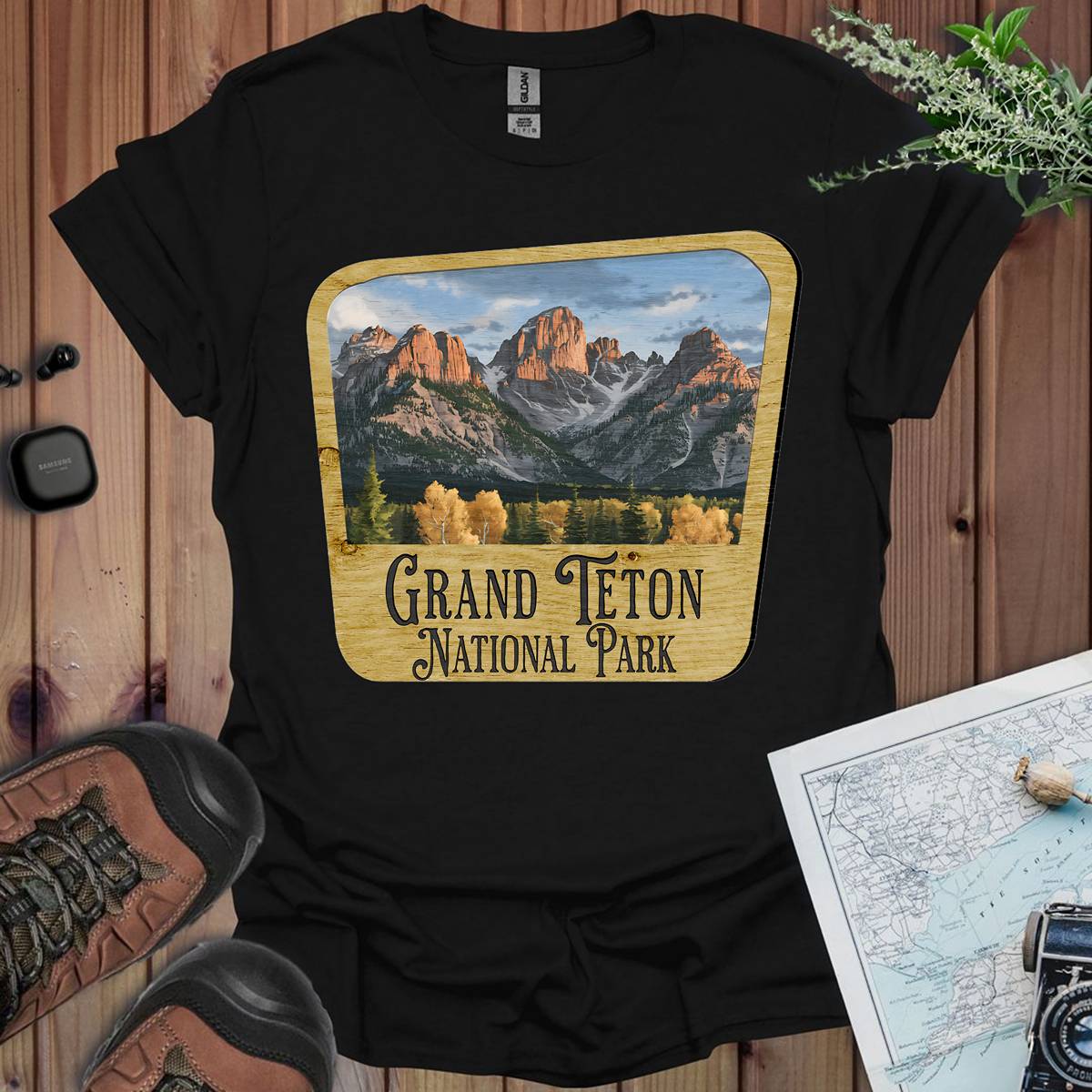 Grand Teton National Park T-Shirt Wood Sign