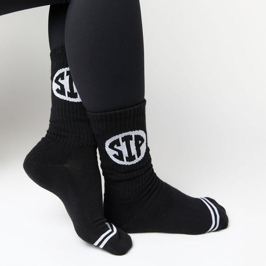 Black Sip Casual Crew Socks