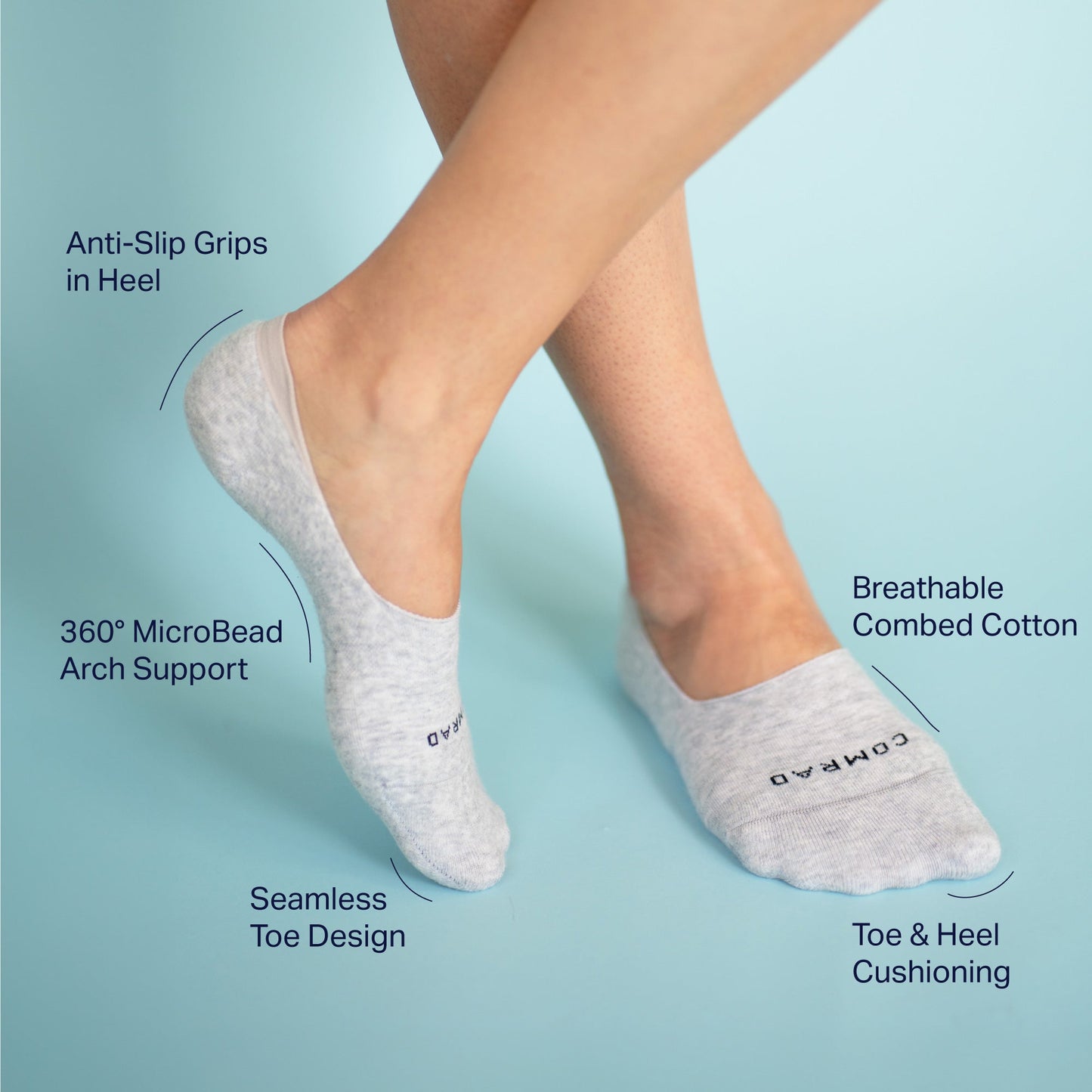 Combed Cotton No Show Socks - Black