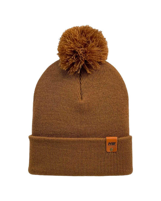 HAAKWEAR PomPom Beanie - Made in USA - Camel Brown