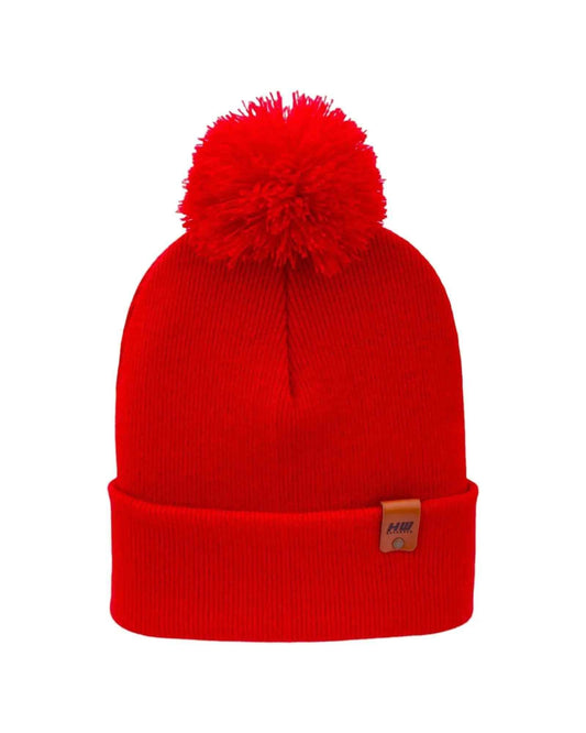 HAAKWEAR Traditional PomPom Beanie - Made in USA - Scarlet Red