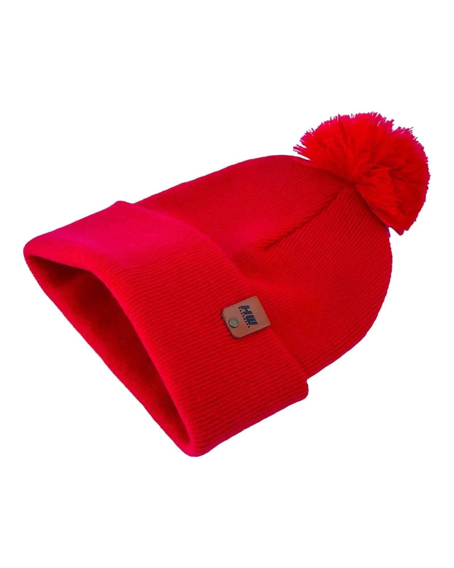 HAAKWEAR Traditional PomPom Beanie - Made in USA - Scarlet Red