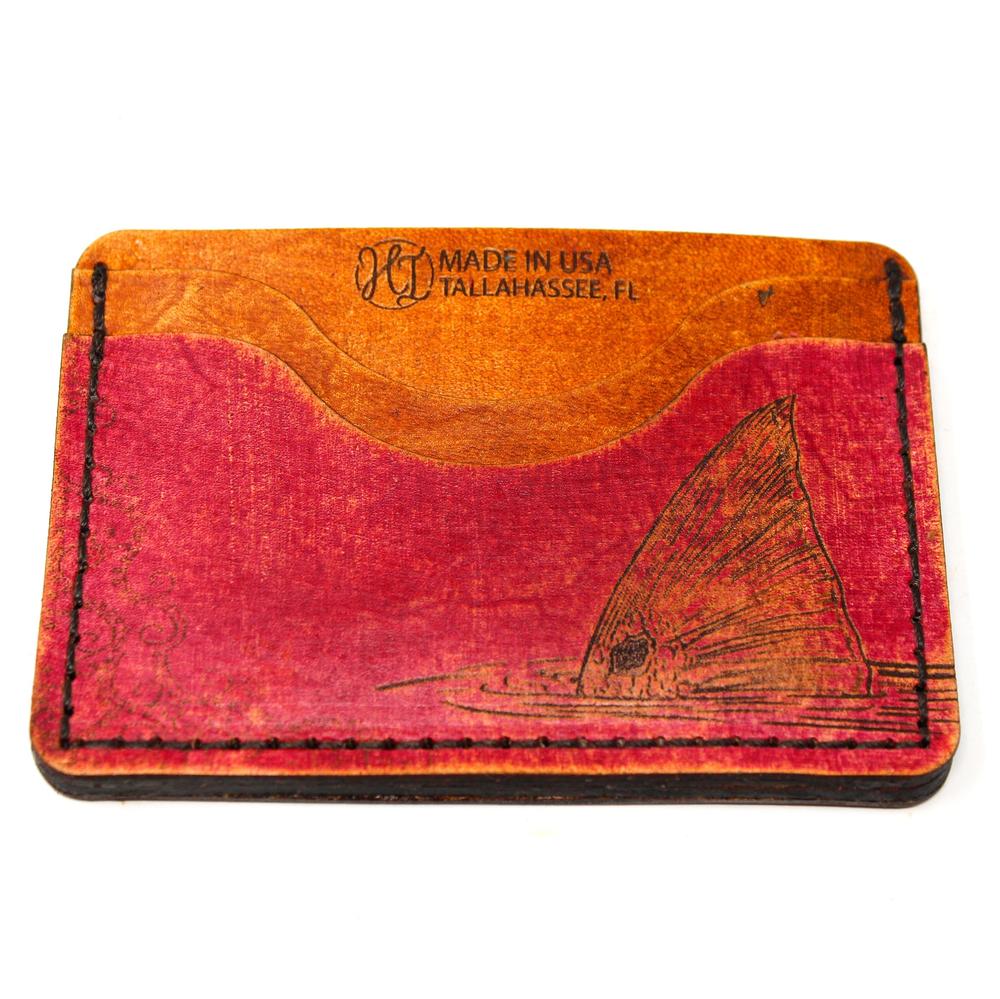 Handcrafted Redfish Leather Card Wallet - Made to Order in USA