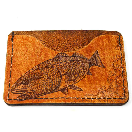Handcrafted Redfish Leather Card Wallet - Made to Order in USA