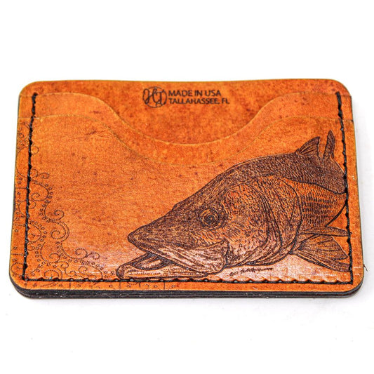 Handcrafted Snook Leather Card Wallet - Made to Order in USA