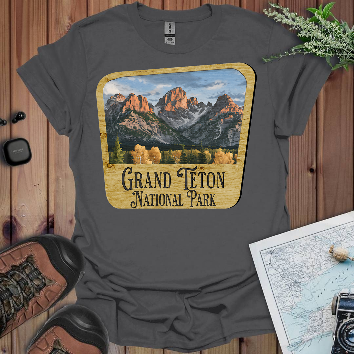 Grand Teton National Park T-Shirt Wood Sign