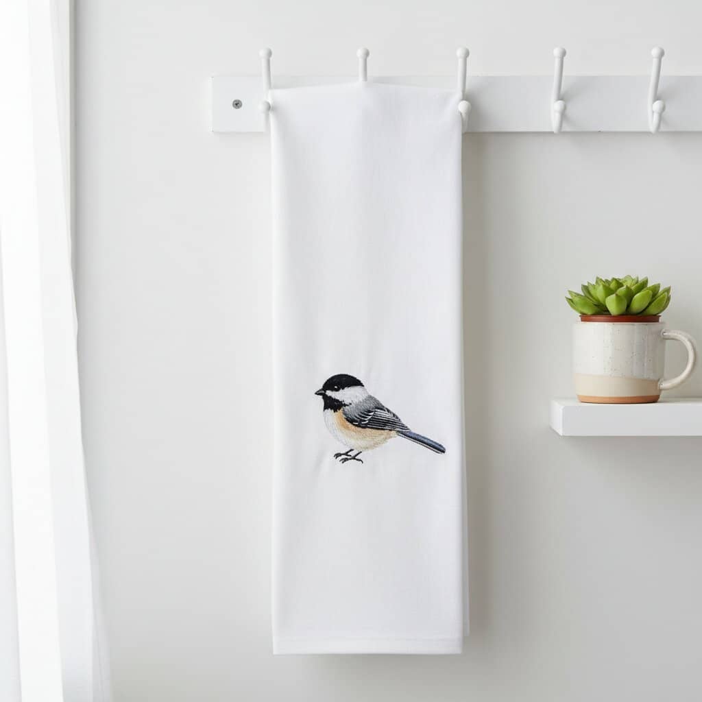 100% Cotton Tea Towels with Bird Embroidery - Kitchen Towels