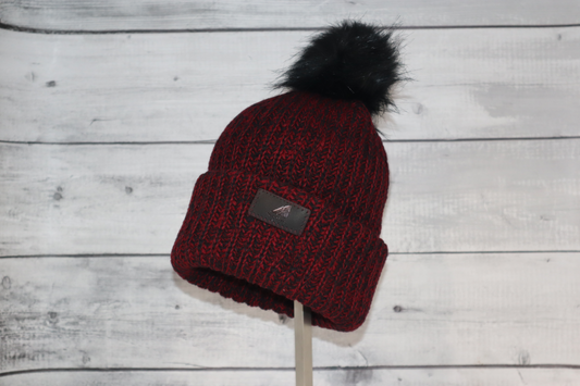 Child Acrylic Ribbed Cuff with Pom Hat