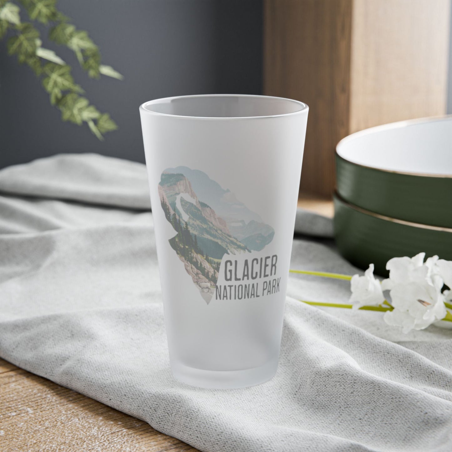 Glacier National Park Big Horned Sheep Frosted Pint