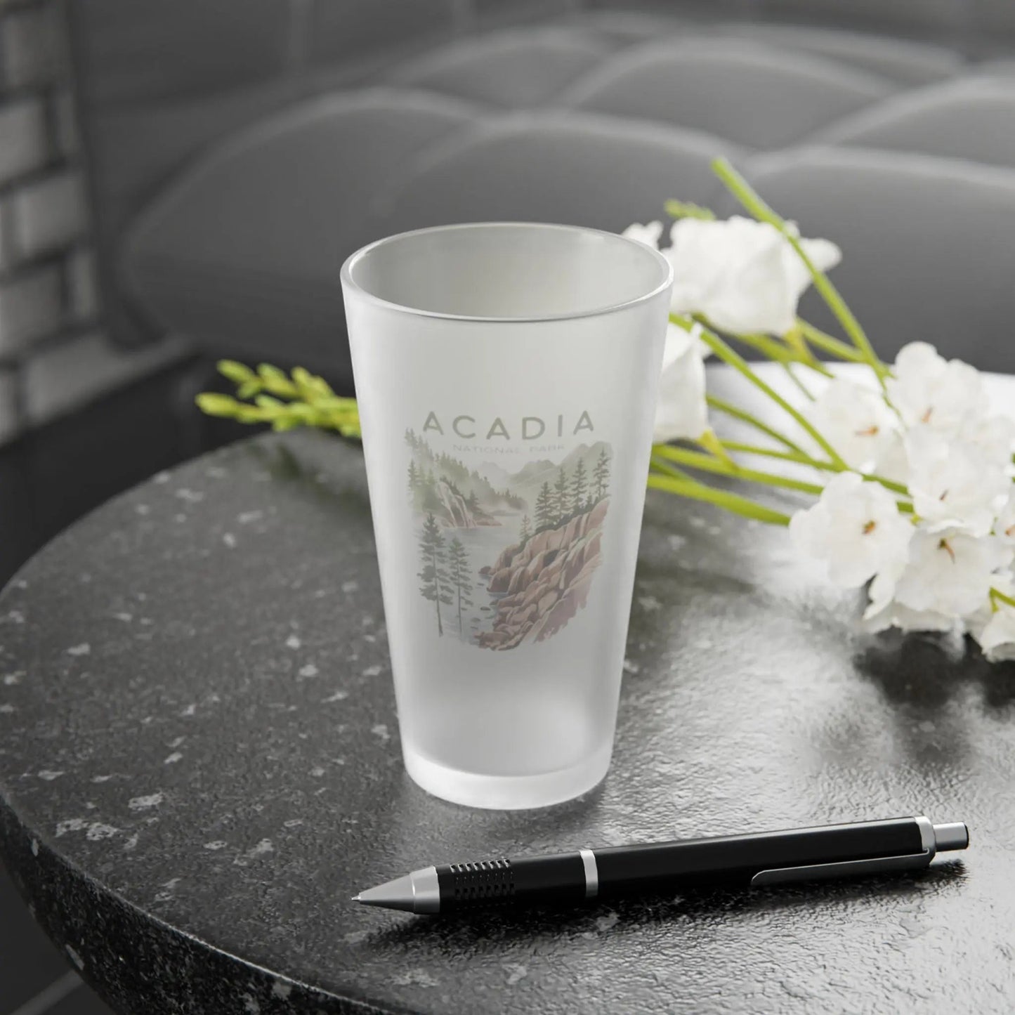 Acadia National Park Frosted Pint Glass