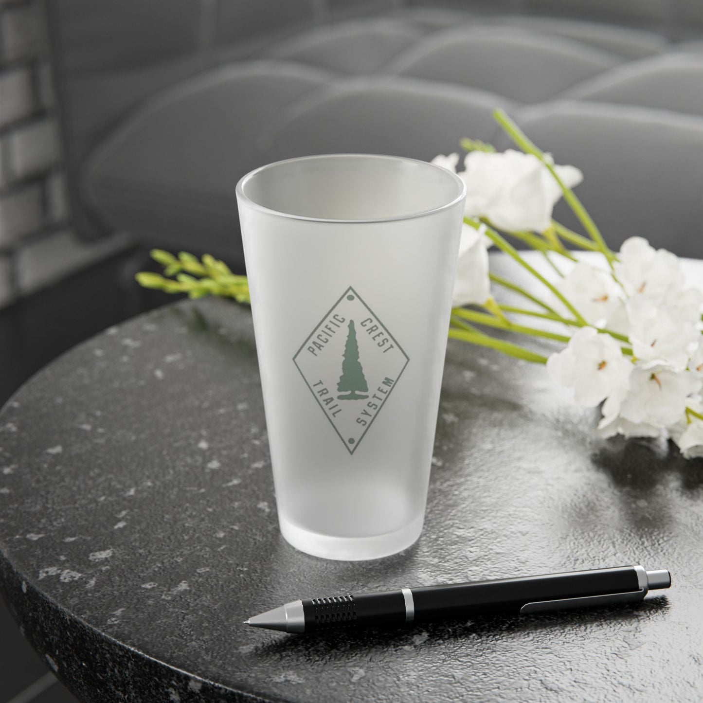 Pacific Crest Trail Classic Marker Frosted Pint Glass