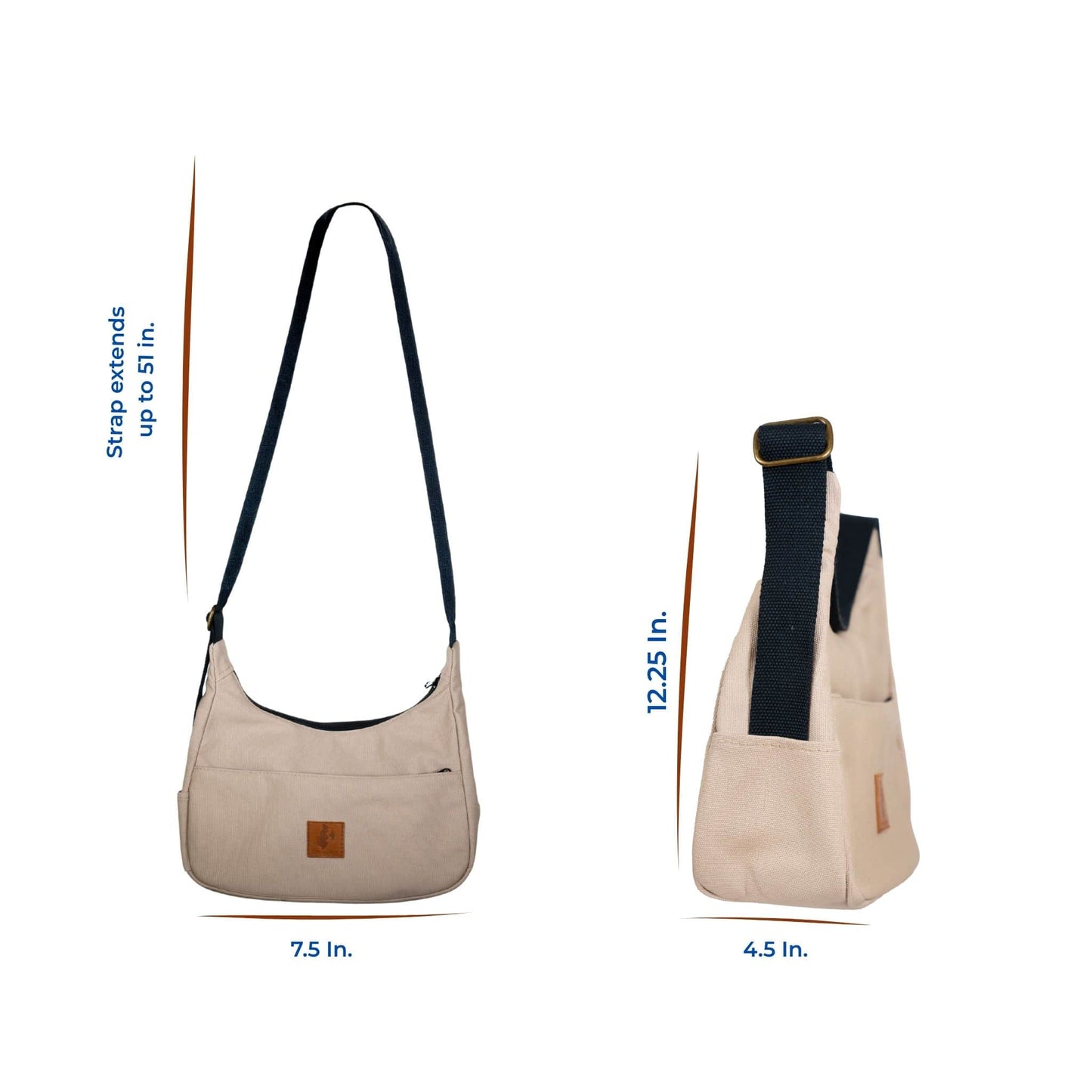 Crossbody Crescent Bag - Canvas Shoulder Bag for Women