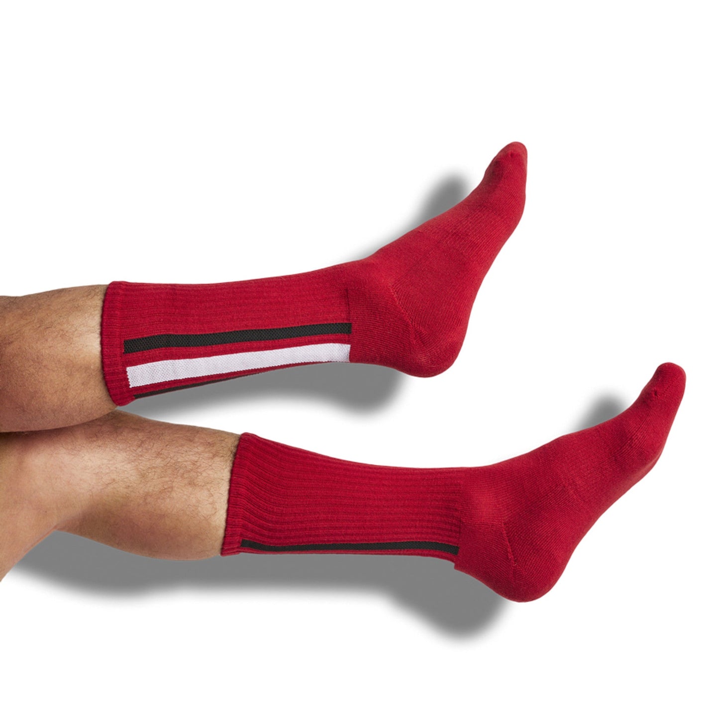 Crimson Vertical Stripe Casual Crew Socks