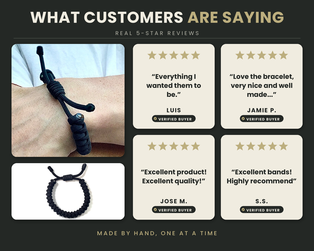 Engineered Jet Black Rope Bracelet – Handmade 550 Paracord Design