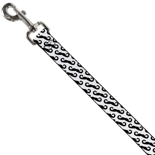 Dog Leash - Diagonal Handlebar Mustaches White/Black