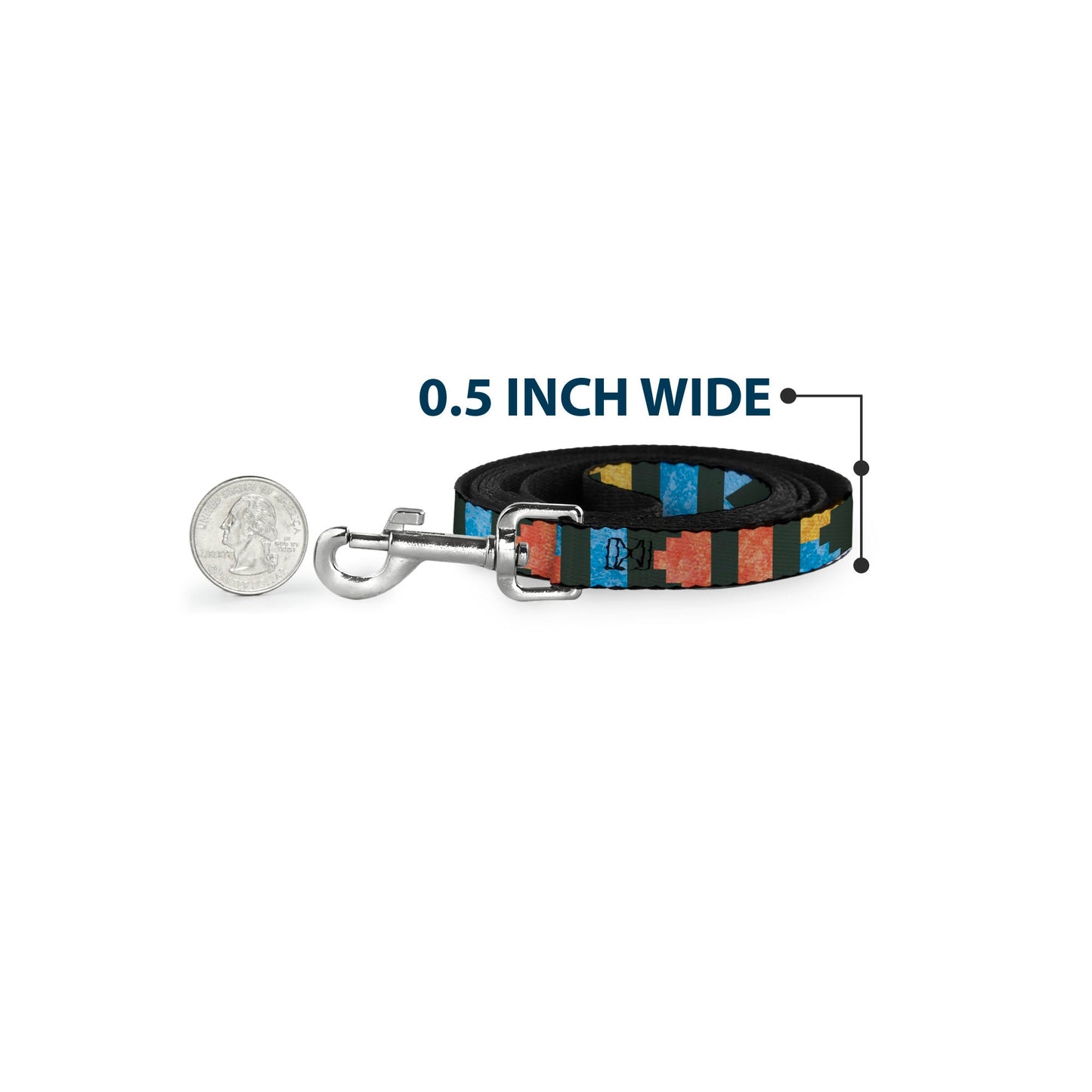 Dog Leash - Geometric8 Charcoal/Orange/Gold/Blue