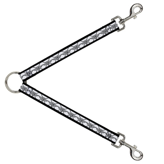 Dog Leash Splitter - BD Monogram2 White/Black