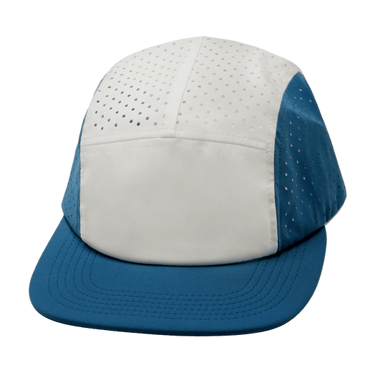 Blank - 5 Panel - Sporty - Unstructured - Pony Tail - Light Blue /  White (Unisex) - Laser Mesh