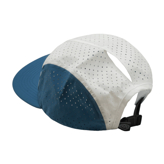 Blank - 5 Panel - Sporty - Unstructured - Pony Tail - Light Blue /  White (Unisex) - Laser Mesh