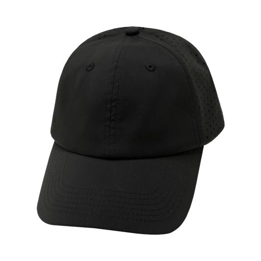 Blank - 6 Panel - Unstructured - Relaxed Fit - Pony Tail - Black (Unisex) - Laser Mesh