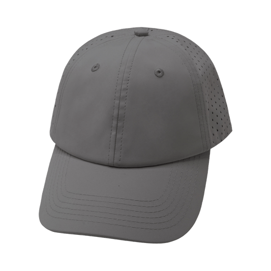Blank - 6 Panel - Unstructured - Relaxed Fit - Pony Tail - Gray (Unisex) - Laser Mesh