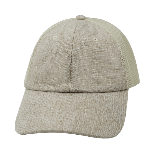 Blank - 6 Panel - Unstructured - Relaxed Fit - Sand Hemp / Sand (Unisex) - Soft Trucker Mesh