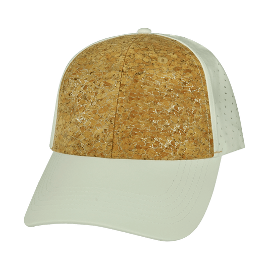 Blank - 6 Panel - Shallow Fit - Pony Tail - Cork - White (Unisex) - Laser Mesh