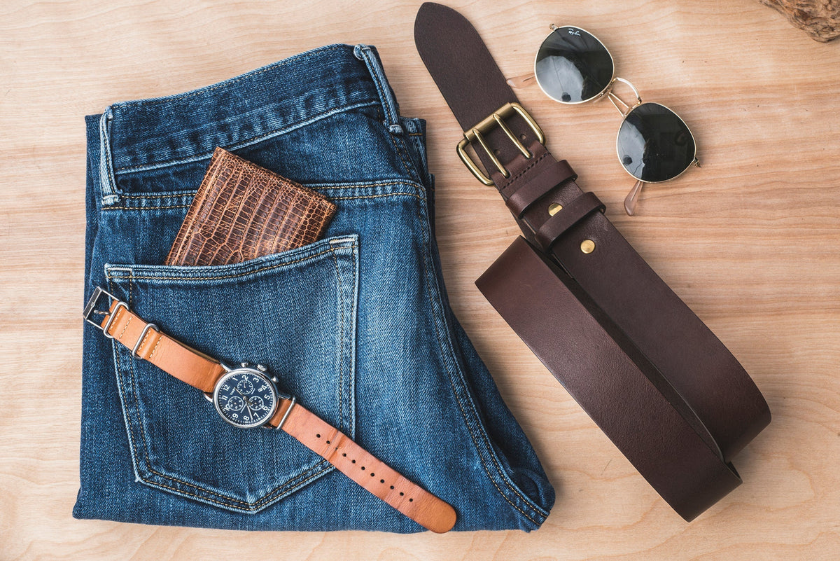 Black Leather Double Prong Jean Belt | 1.5" Width