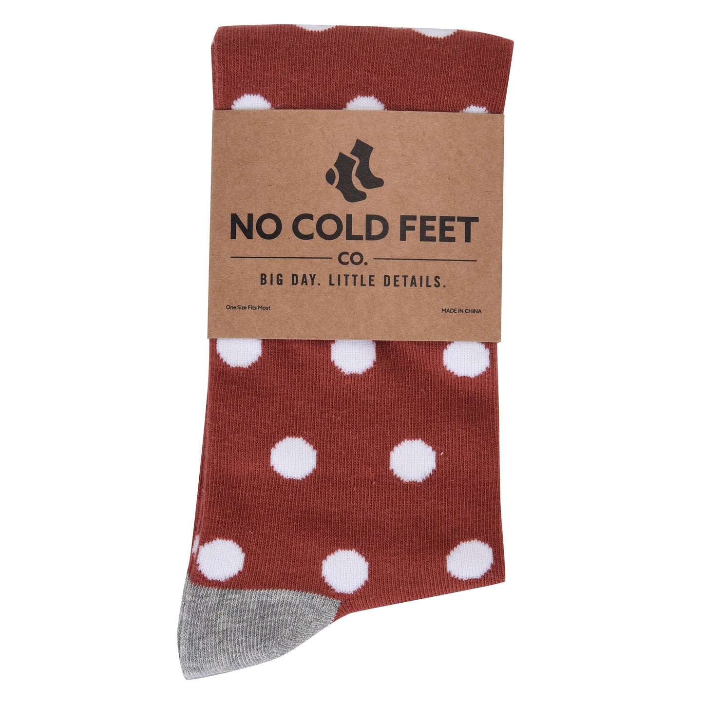Burnt Orange with White Polka Dot Socks