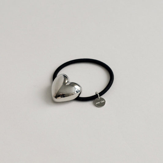 Heart-Shaped Metal Hair Tie | Silver