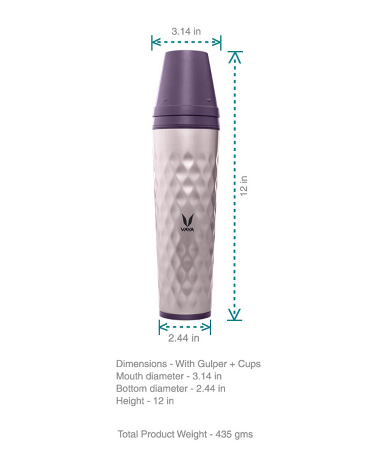 Vaya Drynk - 20.2 fl.oz - Purple - with Gulper Lid + 2 Cups
