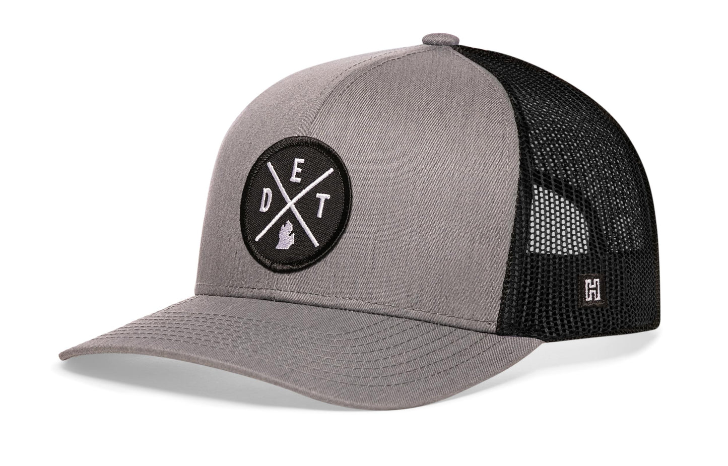 Detroit Trucker Hat  |  Gray-Black DET X Snapback