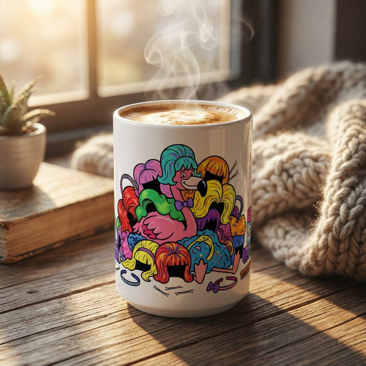 Drag Brunch Flamingos - Wig Out Wednesday - 15oz Mug