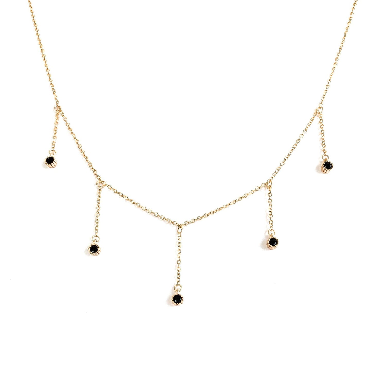 Drop Necklace with Five Cubic Zirconia Stone