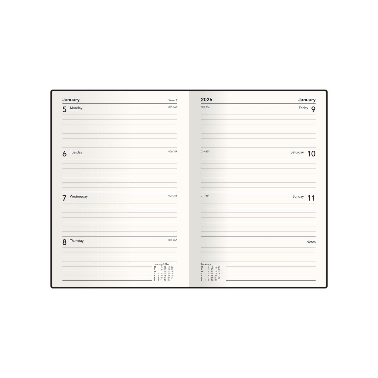 Ben Wookcock Positive - A5  Week-To-View - Diary - 2026 Calendar Year Planner
