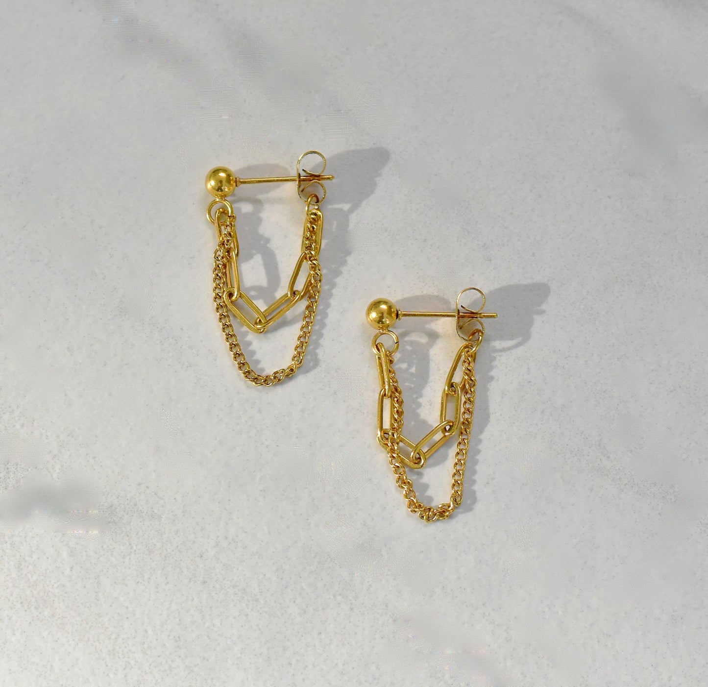 REYNA GOLD DUO LOOP CHAIN EARRINGS