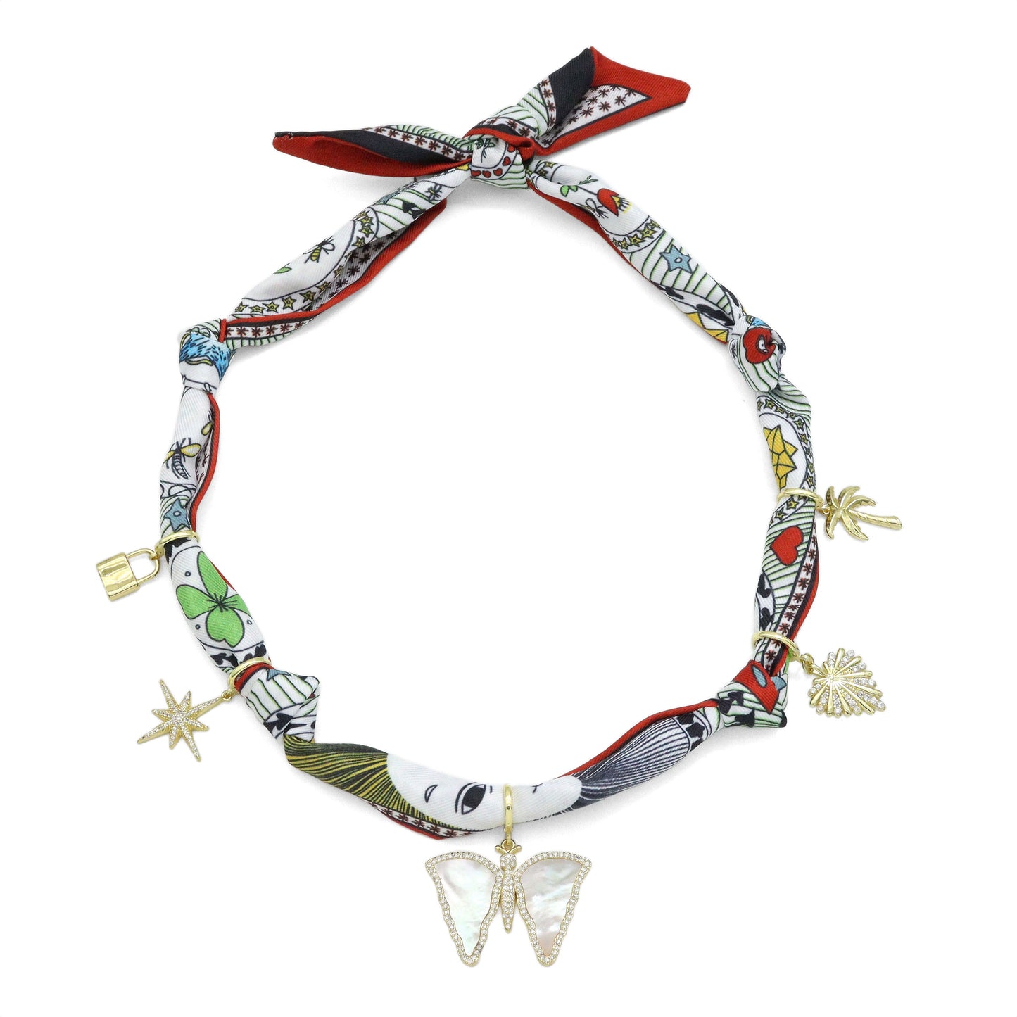 Convertible Scarf Necklace, Adjustable Silk Scarf Statement Necklace, sku#EF824-2