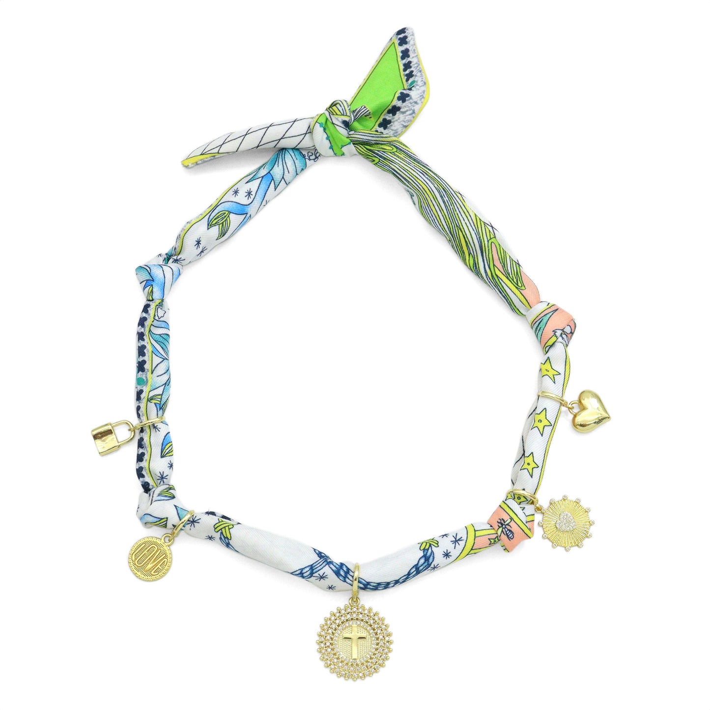Convertible Scarf Necklace, Adjustable Silk Scarf Statement Necklace, sku#EF824-3