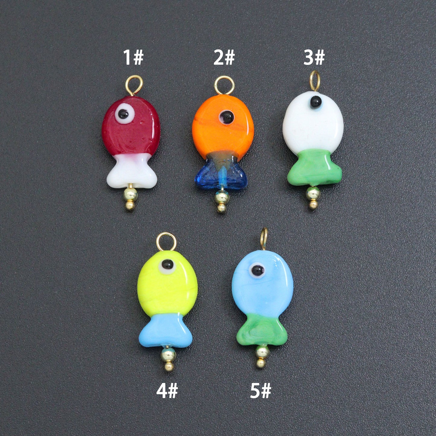 Coloful Fish Charm Pendant-handmade ocean-inspired pendant, Sku#EF828
